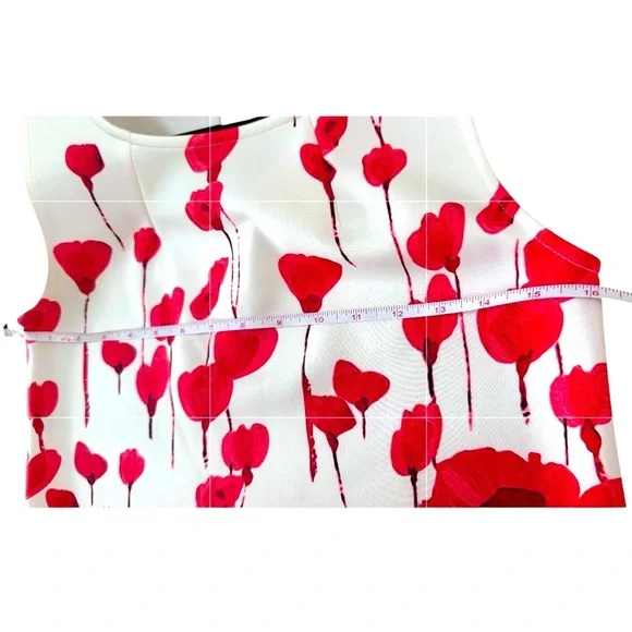 Isle by Melis Kozan Women’s Large Shift White Dress Scuba Red Poppy Art Size XS - Picture 5 of 5